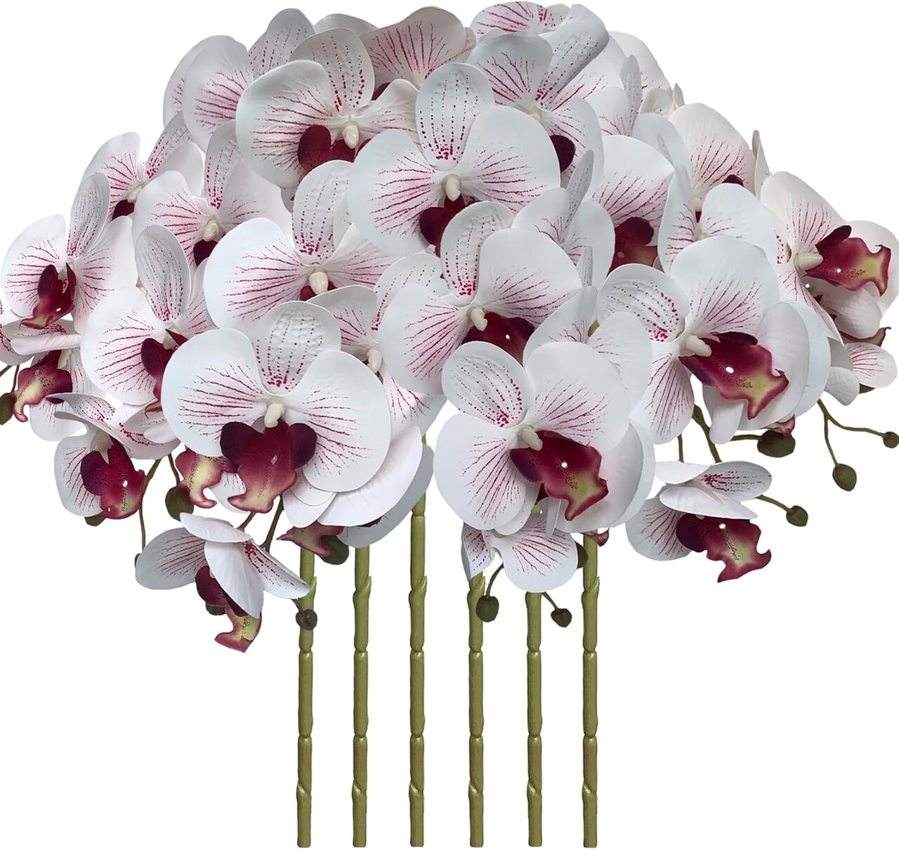 32" Faux Phalaenopsis Orchid Stems – Set of 6 Realistic Artificial Flowers for Vases, Weddings & Home Styling